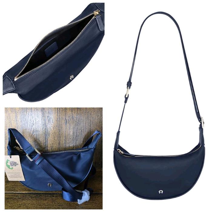 * Tas Aigner Cbody Navy nilon * Selempang Wanita