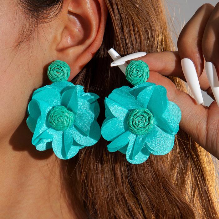 SADHA - Anting Fashion Korean Style S925 needle – CSN896 flowers hijau tosca earrings