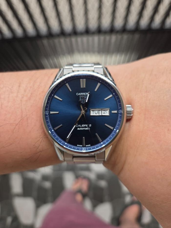 T4G Heuer Carrera Calibre 5 Day-Date Blue Dial Automatic