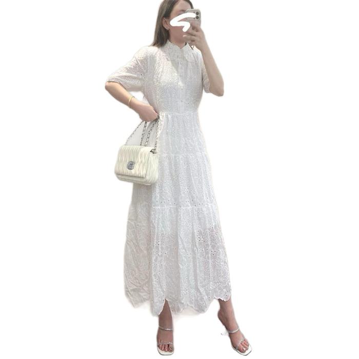 Dress Nelianna TM 58700 Embroidered Cotton dress katbol original Three M gaun baju wanita midi model