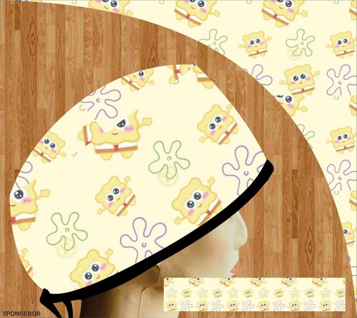 Topi dokter/Scrub hat/Surgical cap/Headcap printing premium spongebob