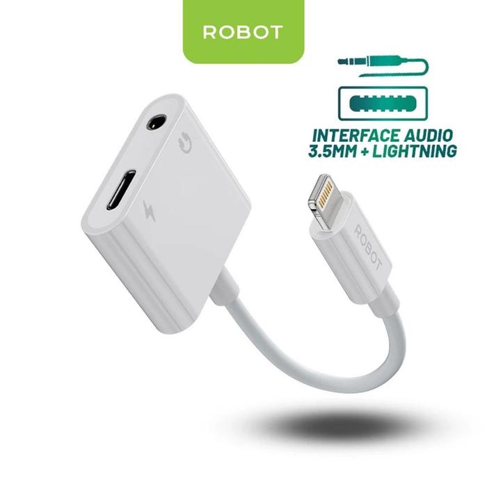 ROBOT RUL02 Converter Konverter Adaptor Gaming Lightning to Jack Audio 3.5mm Splitter for iPhone Ada