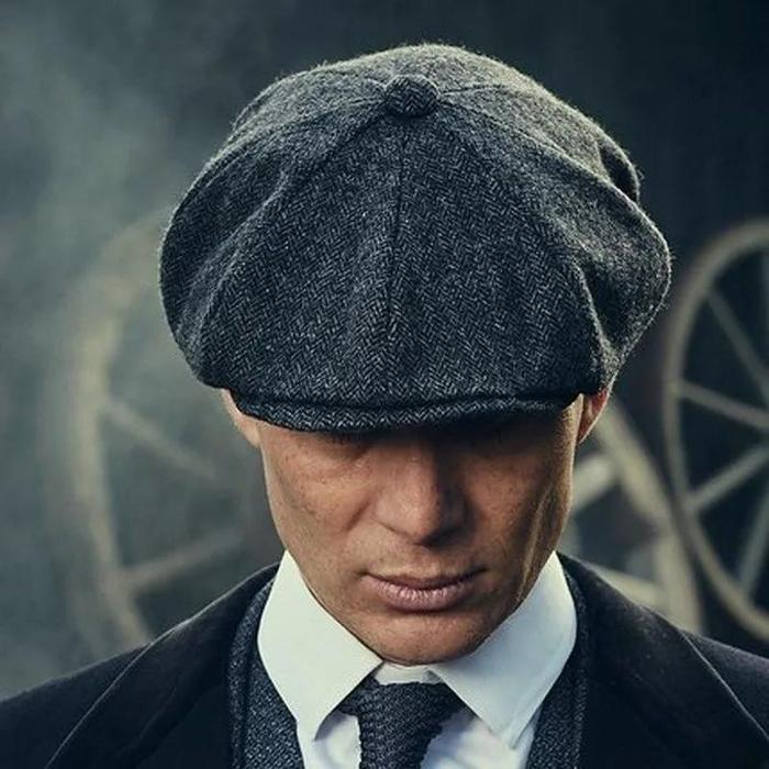 Topi Vintage Peaky Blinders Topi Baret Newsboy Topi Pelukis Flat Cap - Coklat Kotak