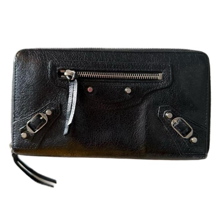 Preloved Balenciaga Classic Continental Zip Around Arena Lamb Wallet SECOND ORIGINAL