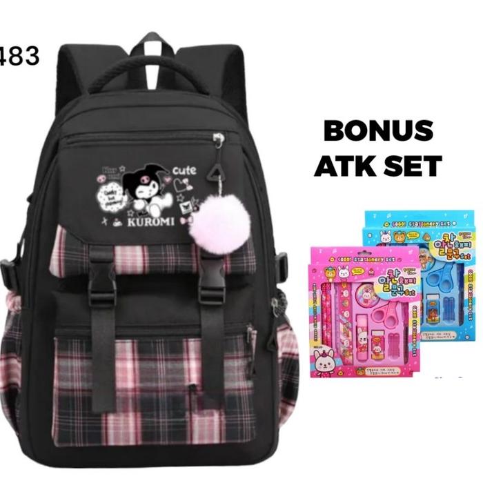 Tas ransel anak sekolah SD kuromi bonus Atk set