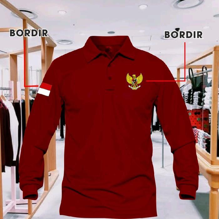 COD / BORDIR( bukan sablon )KAOS POLO DENGAN LOGO GARUDA / KAOS GARUDA PRIA WANITA - hitam, M