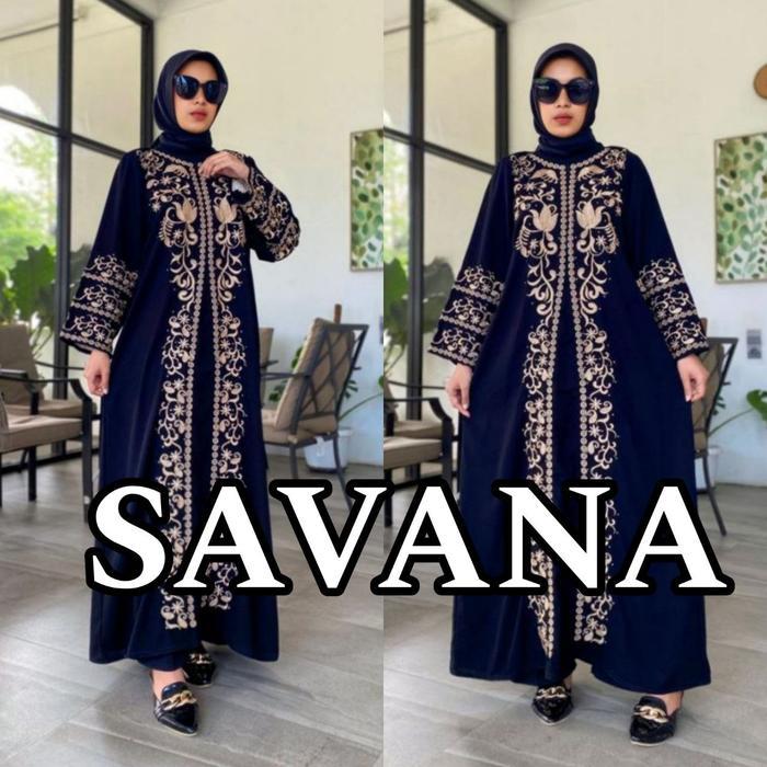 Galeri Lyla Abaya Hitam Gamis Saudi Jetblack Premium Bordir Elegant - SAVANA