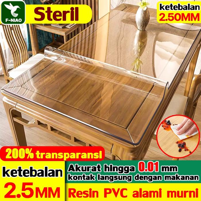 【Ukuran DIY ，tidak menyusut selama 100 tahun】tebal 2.5mm Taplak Meja Transparan Bahan Mika Plastik T