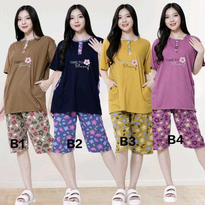 Forever Sweet Mama Size Cp Dan Celana Pendek Ld 110 Setelan Wanita Santai Bahan Kaos