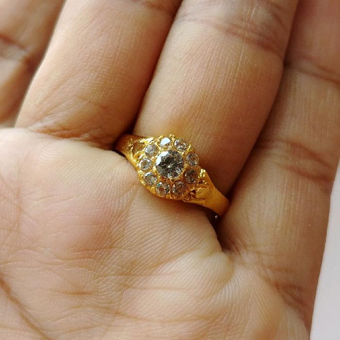 Cincin Markis Mini Mata Zircon Lapis Emas Kuning Goldplated American Diamond Berlian Medan