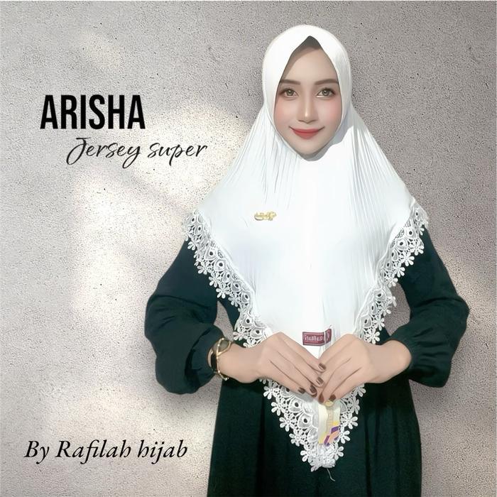 Hijab Bergo Pet Jersey Plisket Renda Senada Arisha by Rafilah wanita muslim dewasa