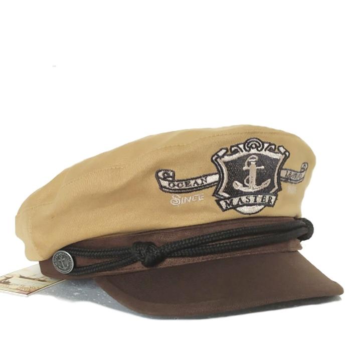 Original Topi Vintage / Fiddler Cap/ Topi Captain/ Topi Sailor/Topi Pelaut Katun Soft Denim Coklat K