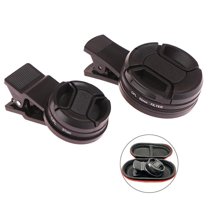 Universal Portable Professional Phone Polarizer Wide Angle Lens With Clip 37/52MM CPL Filter Circula