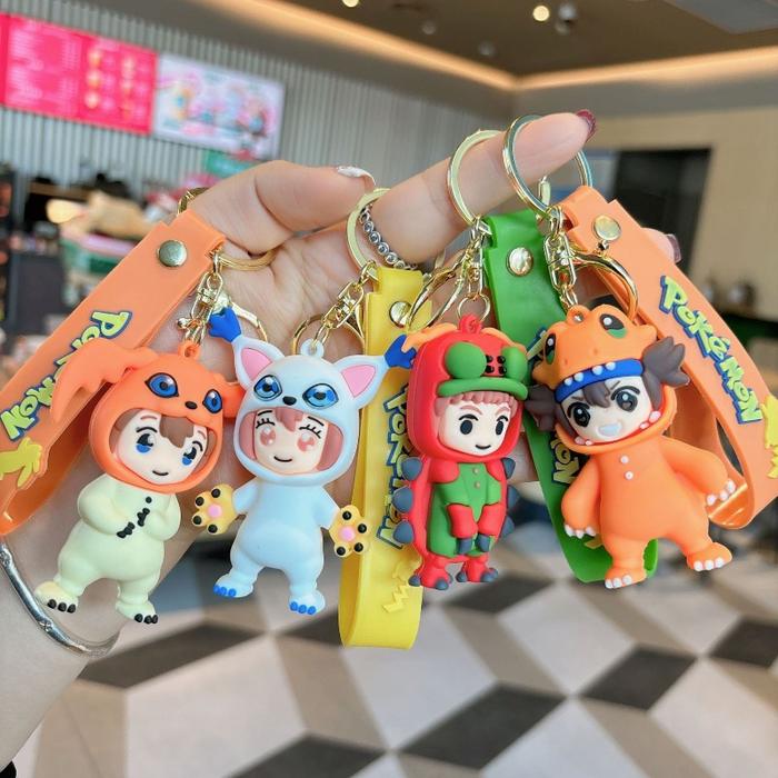 Anime Cartoon Elf Digimon Keychain Cute PVC Doll Doll Pendant Couple Bag Pendant Keychain Motorcycle