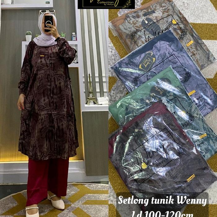 SETELAN CELANA WANITA LONG TUNIK BY WENNY RASYA//SETCEL WANITA TERBARU//RAYON TWILL PREMIUM HIGH QUA