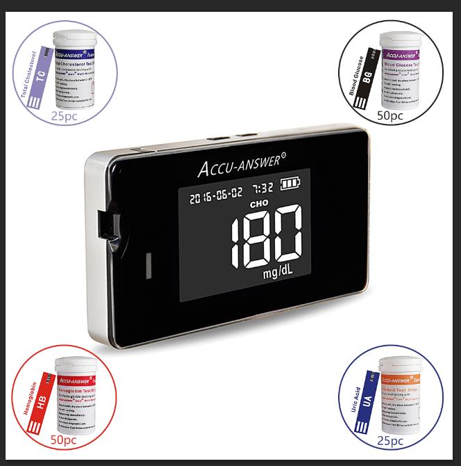 ACCUANSWER Glucose Meter Cholesterol Uric Acid&Hemoglobin Blood