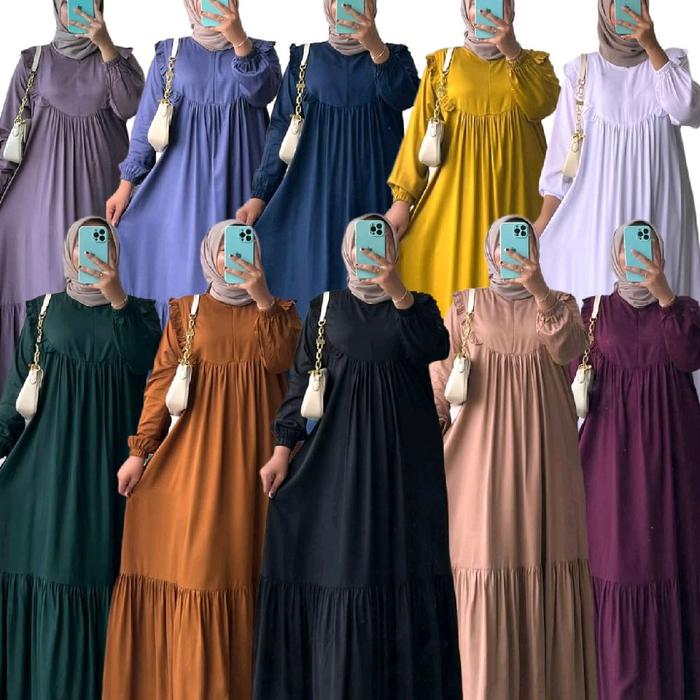 ANNAYA DRESS/ DRESS RUFFLE POLOS/ GAMIS RUFFLE DADA POLOS/ GAMIS KATUN RAYON TWILL POLOS BUSUI JUMBO