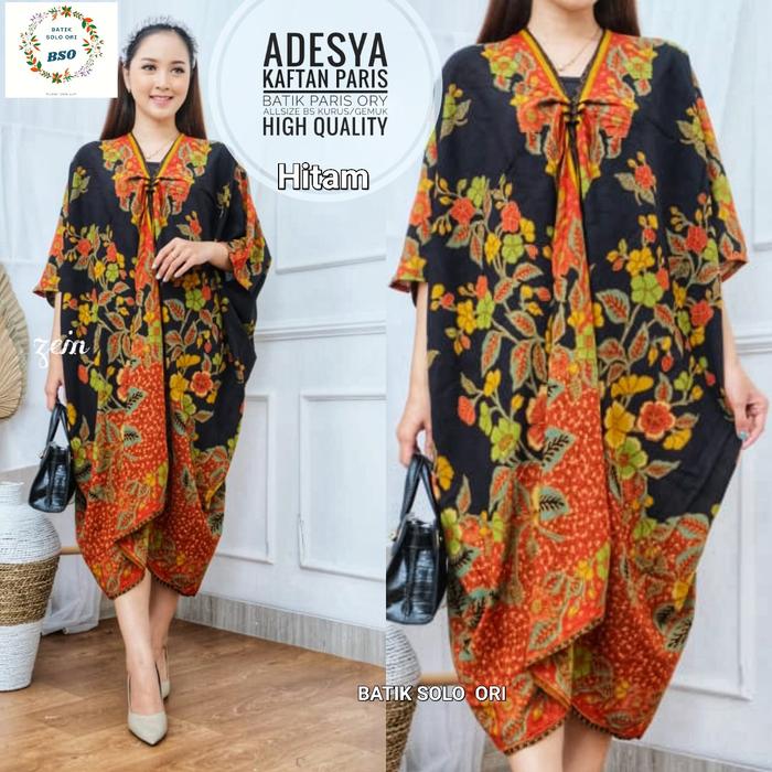 DRESS BATIK. ADESYA KAFTAN PARIS BEST SELLER. DRESS KAFTAN SERUT DADA ANGGREK BY BATIK SOLO ORI BISA