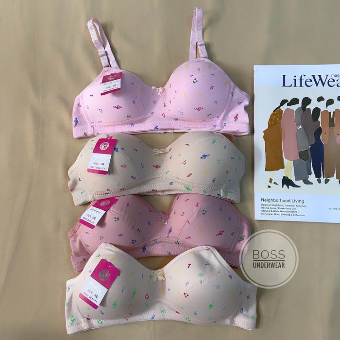 PREMIUM BH Katun wanita Motif Tanpa Kawat Busa Tipis | Bra Busa Tipis murah