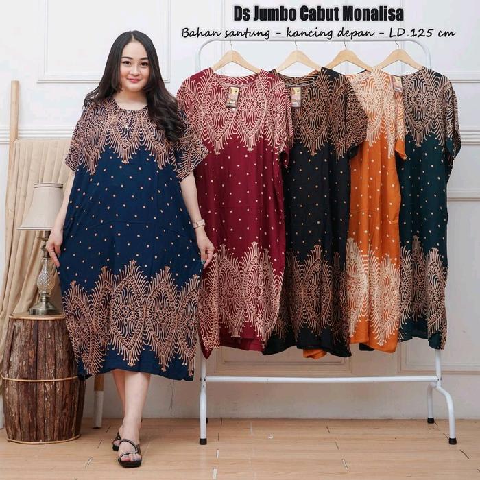 Daster jumbo DJ busui wanita jaman sekarang,model kancing depan & saku bahan rayon