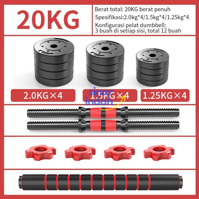 Dumbbell Set 20 KG Adjustable Dumbel PVC Barbell Barbel Original Padat Medan