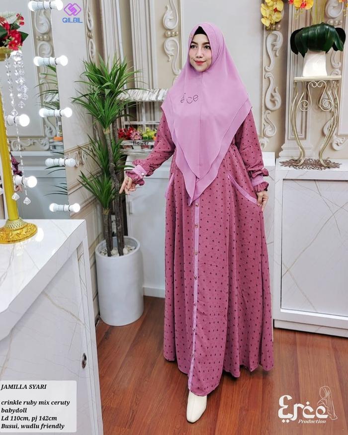1 Set Gamis Jamila Erce Purple - Gamis Mewah Lebaran