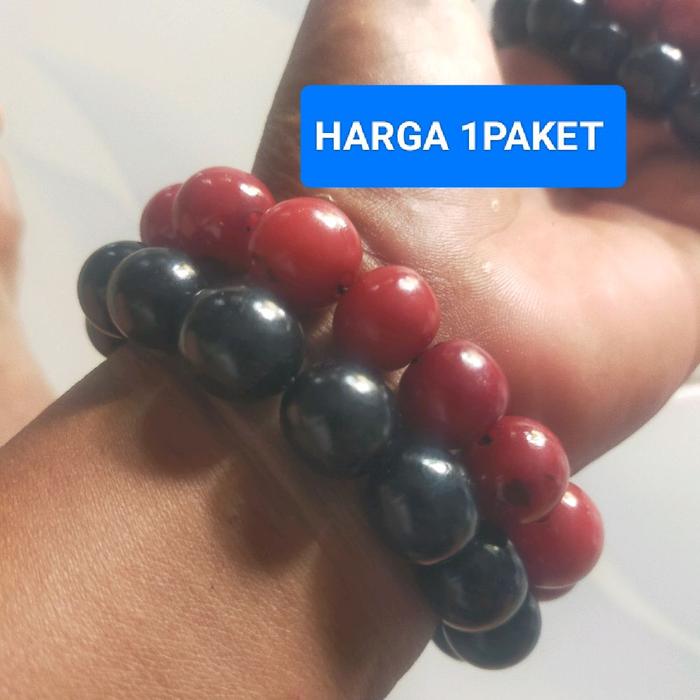harga 1 paket gelang tasbih kokka jawa jumbo hitam dan merah