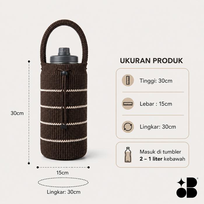 Billwaz Tas Rajut Botol Minum 2 Liter - Coklat