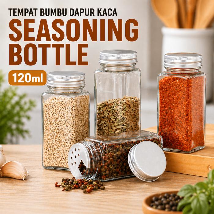 MalakuMall | Botol Bumbu Kaca 120ml | Seasoning Bottle Dapur | Wadah Bumbu Masak Praktis