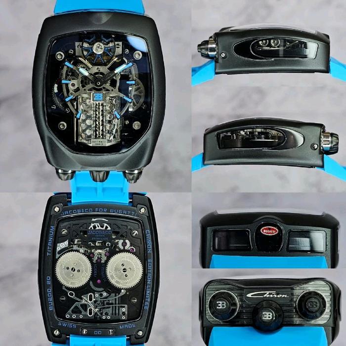 Jam tangan matic Jacob & Co Bugatti Chiron Decorated blue_Fullset