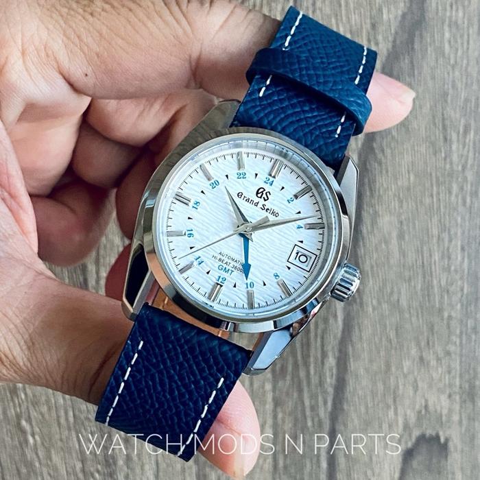 WMNP GS Grand Seiko Mod 36.5mm Royal Blue Epsom d'annonay Leather Grand Seiko Pin Buckle jam vintage