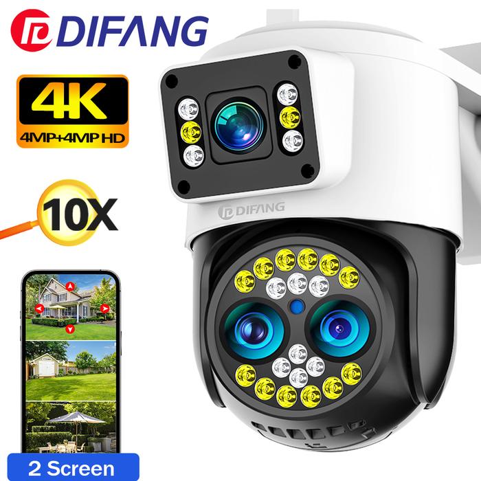 Yoosee 4K 8MP WiFi Camera 10X Zoom Three Lens Dual Screen Security Camera Outdoor AI Tracking CCTV V