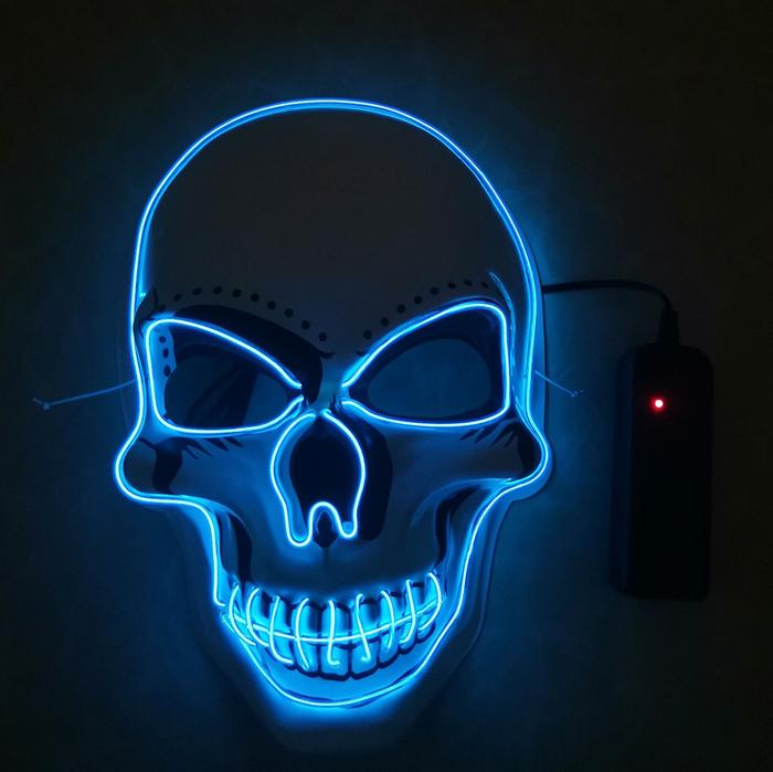 2022 halloween PVC skull mask led mask halloween luminous mask EL