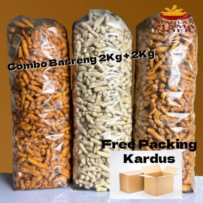 Basreng Stik Daun Jeruk Paket Combo Original 2Kg Pedas Extra 2Kg