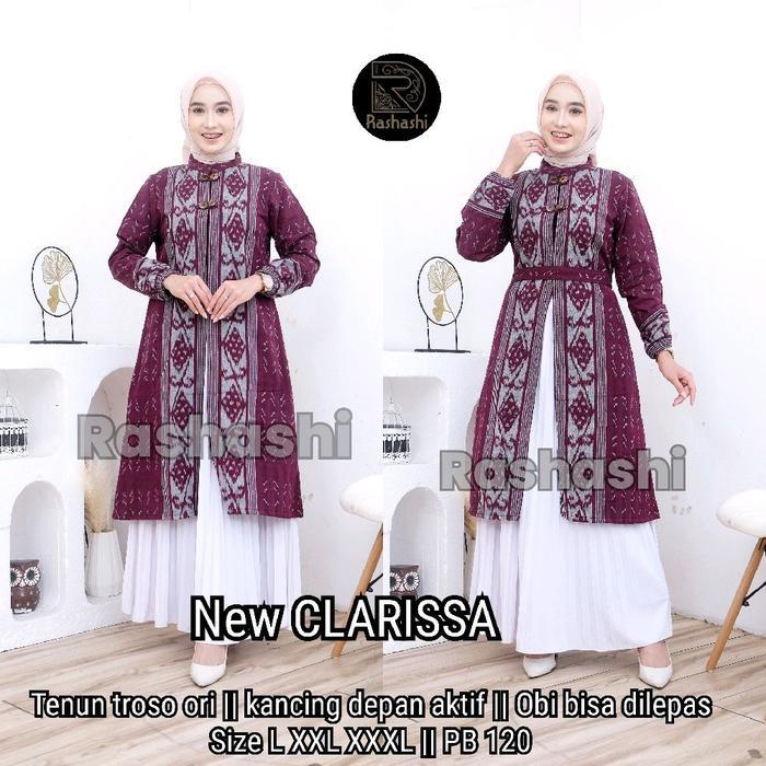 CLARISSA Long outer tenun troso asli jepara kardigan panjang tenun etnik tanpa lengan cardy tenun wa