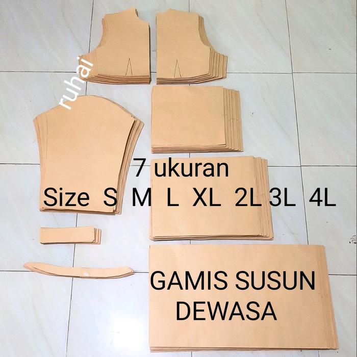 pola GAMIS SUSUN DEWASA satu set isi 7 ukuran Size S M L XL 2L 3L 4L Wanita
