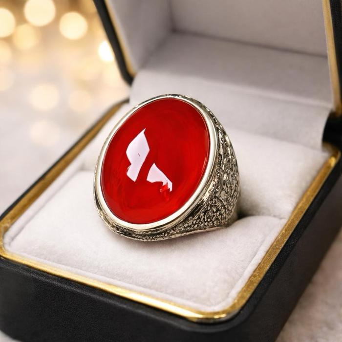 Cincin Batu Red Baron Pacitan Super Clean Desain Elegan Pria Tahan Lama Titanium Model