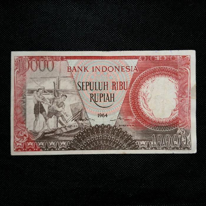 Uang Kuno Kertas 10000 Seri Pekerja Merah tahun 1964 - RBQ 04682