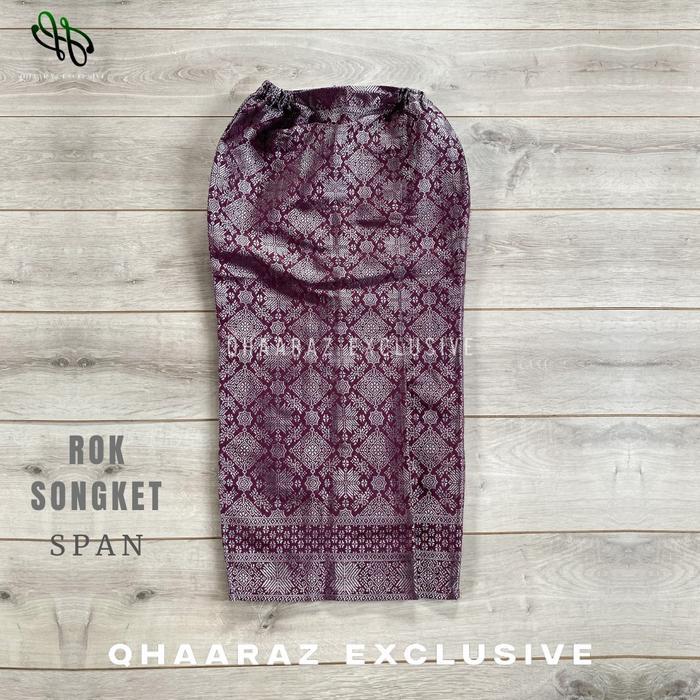 Qhaaraz Rok Songket Span Jadi Siap Pakai Bawahan Tunik Kebaya Baju Kurung Kondangan Pesta Wisuda Mod
