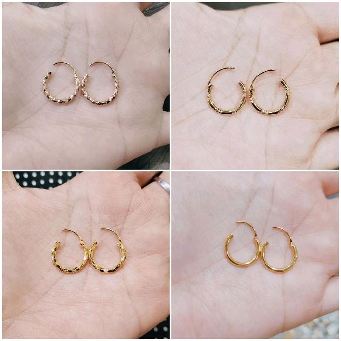 Anting Gipsy Bundar Kecil 12MM - Anting Pengganti Emas Replika Bulat