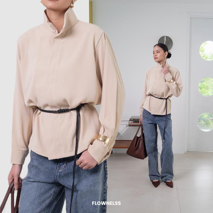 FLOWNELSS - Nouva High Collar Neck Top | Funnel Neck Top | Atasan Wanita | Tersedia Big Size