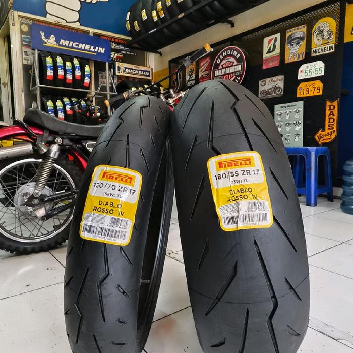 Pirelli Diablo Rosso IV 120/70.17 180/55.17. Paket set  Ban Zx25