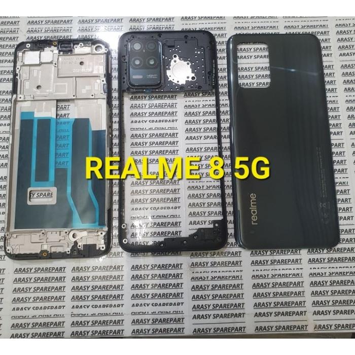 Housing Casing Fullset Realme 8 5g Tulang Frame Dan Backdoor 3 bagian