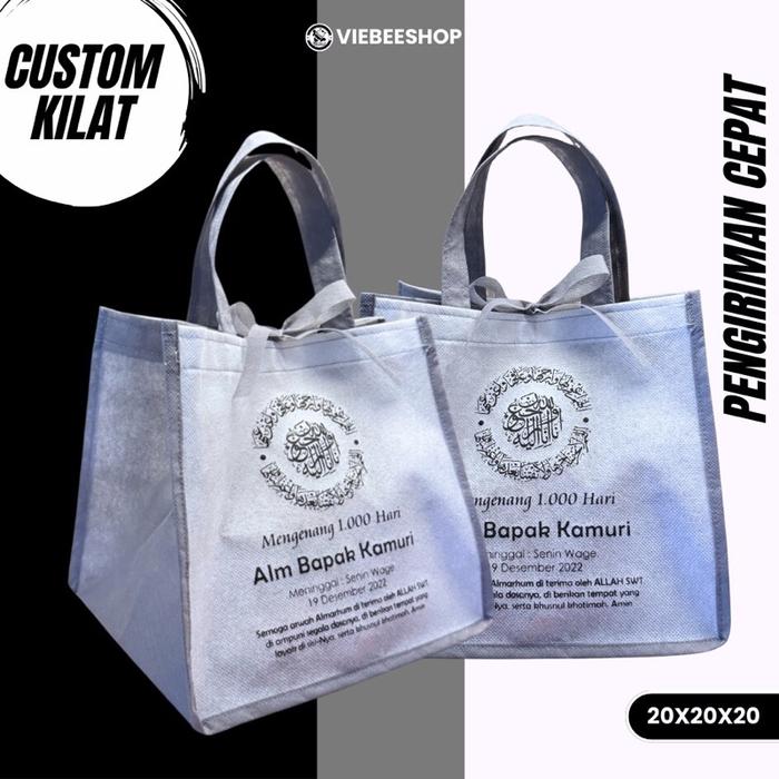 ( Isi 100 Biji ) Tas Berkatan Mengenang 40 100 1000 Hari Tahlilan Free Custom Nama Tas Nasi Kirim Do