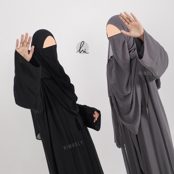 Zehra Abaya Set Pashmina By Himosly Ceruti Gamis Muslim Outer Abaya Lebaran Free Pasmina Abaya Umroh