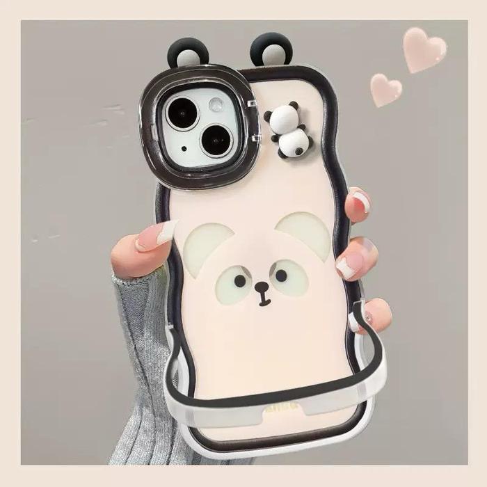 Case iPhone Panda Wavy Casing Hp iPhone Untuk iPhone 11 12 13 14 15 16 17