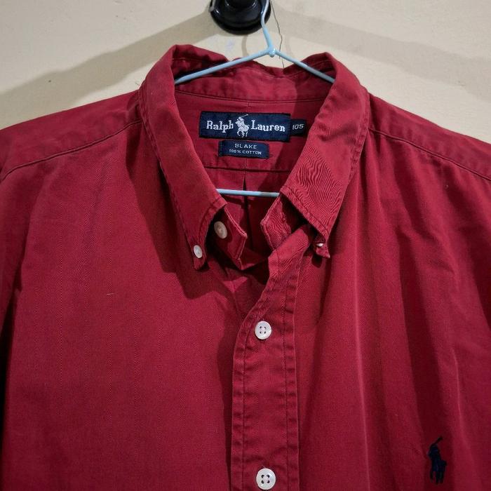 Ralph Lauren Kemeja Blake Merah untuk Pria dengan Logo Kuda Hitam
