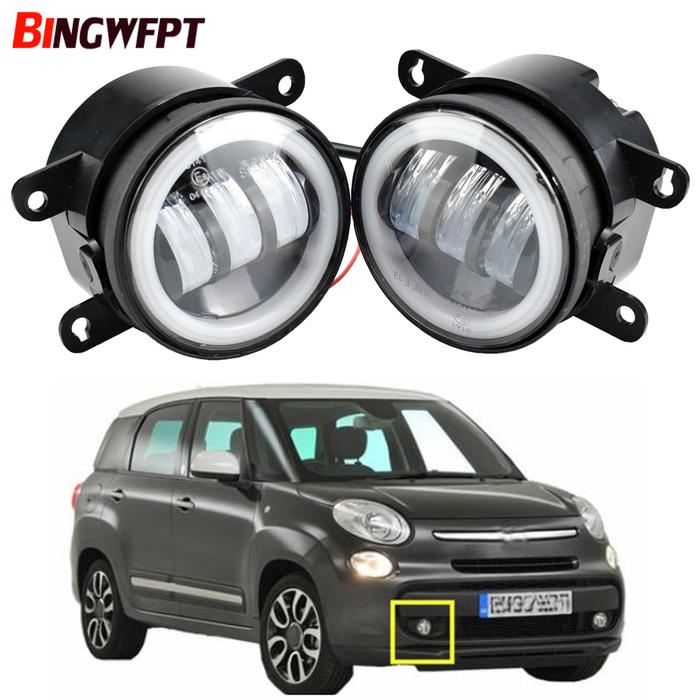 2X Aksesori Mobil LED Kit lampu kabut Angel Eye DRL lampu berjalan