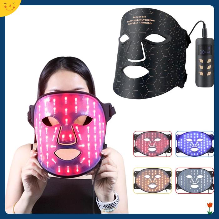 Led Face Mask Infra Red Light Therapy Silicone Mask 4 Color Beauty
