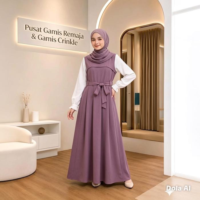 Sania Dress ABG - Baju Gamis Remaja Katun Super Nyaman & Cantik untuk Anak 10-18 Tahun, Desain Simpl